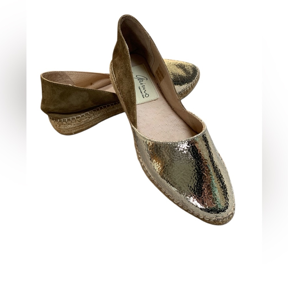 Gaimo Espadrilles Handmade in Spain  Gold and Suede with Textured Finish